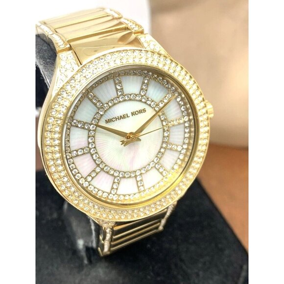 Michael Kors Women's Watch MK3312 Kerry Mother of Pearl Quartz Gold Gemmed 37mm - Picture 12 of 13